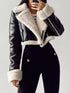 'Josselyn' Faux Fur Cropped Leather Jacket - Celes Fashion